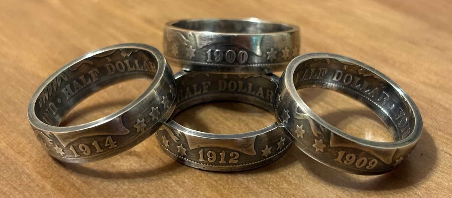 Barber Half Dollar Coin Ring (1892-1916) - 90% silver jewelry