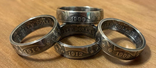 Barber Half Dollar Coin Ring (1892-1916) - 90% silver jewelry