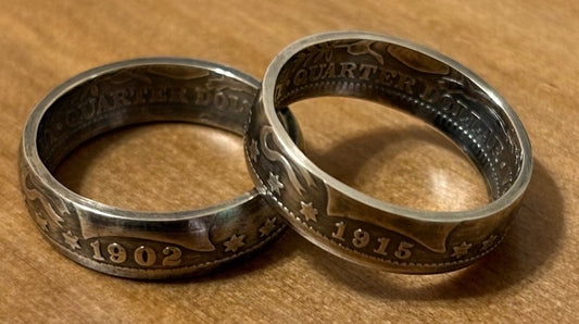 Barber Quarter coin ring (1892-1916) - 90% silver jewelry