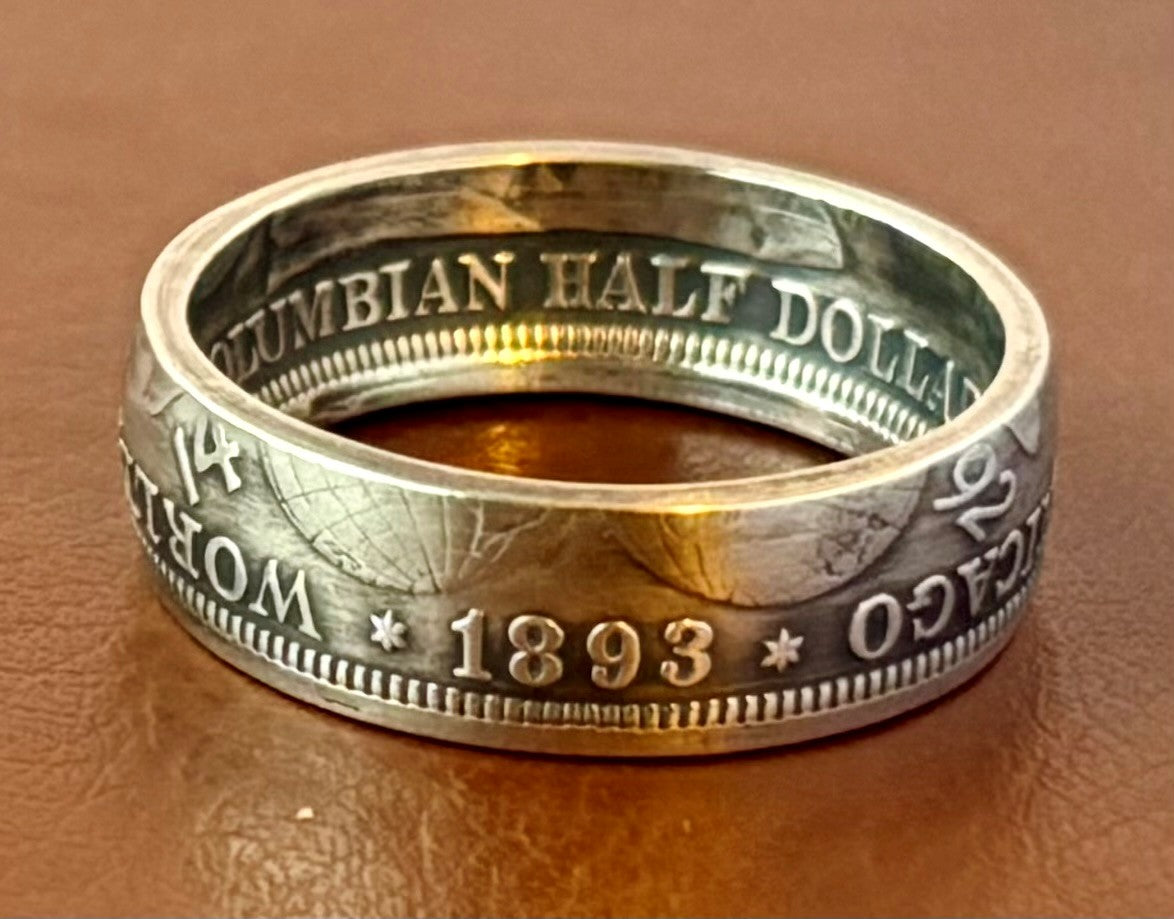 1893 Columbian Half Dollar Coin Ring - 90% Silver Jewelry
