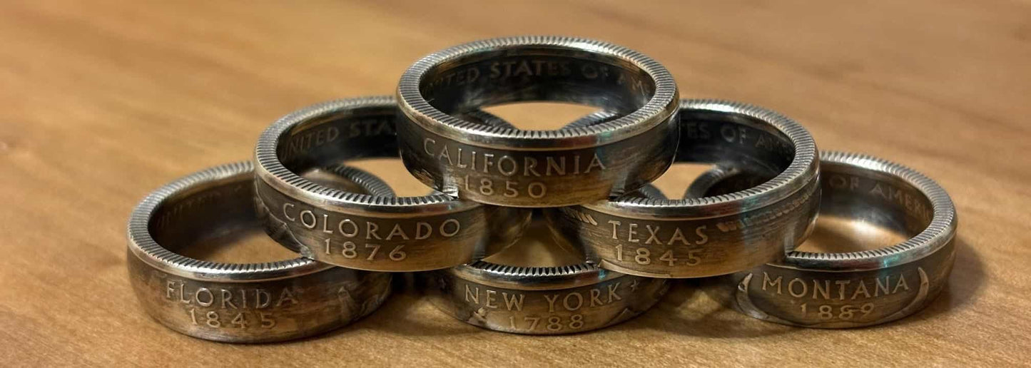 US State coin rings | 90% Silver jewelry